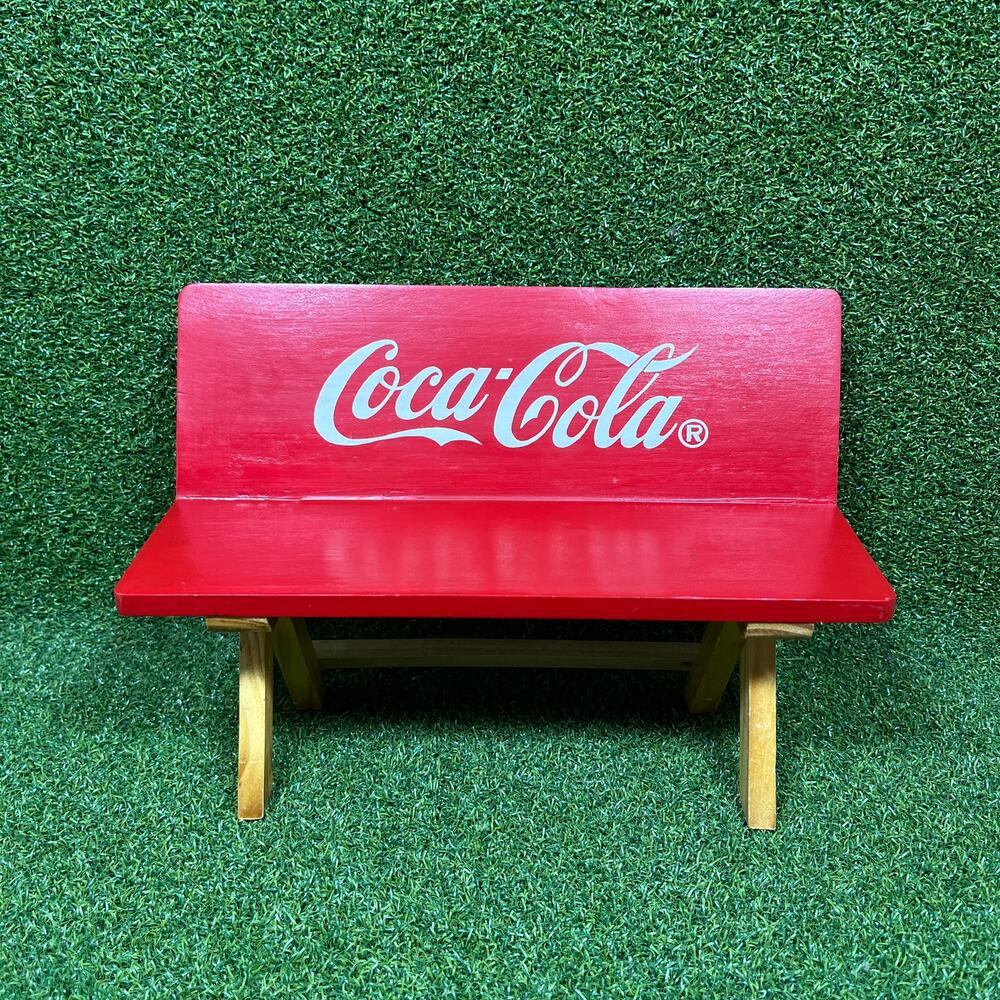 Vintage 1998 Coca-Cola Miniature Wooden Display Bench